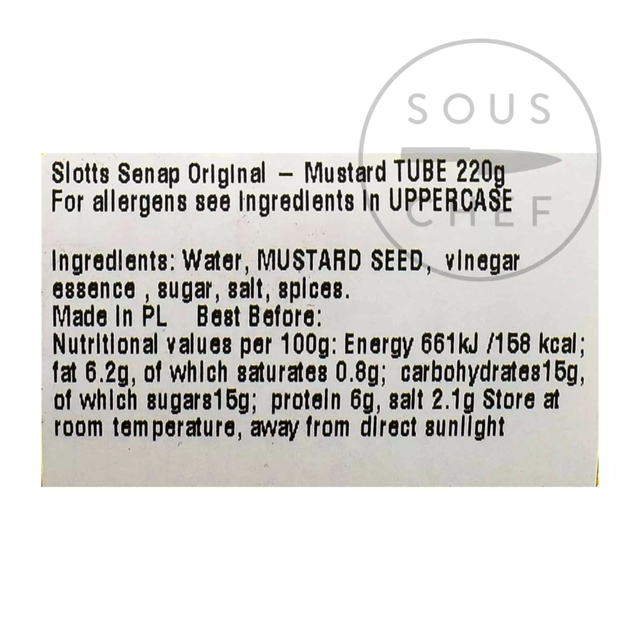 Slotts Original Swedish Mustard Tube 220g Ingredients 4 Slotts Original Swedish Mustard Tube 220g Ingredients
