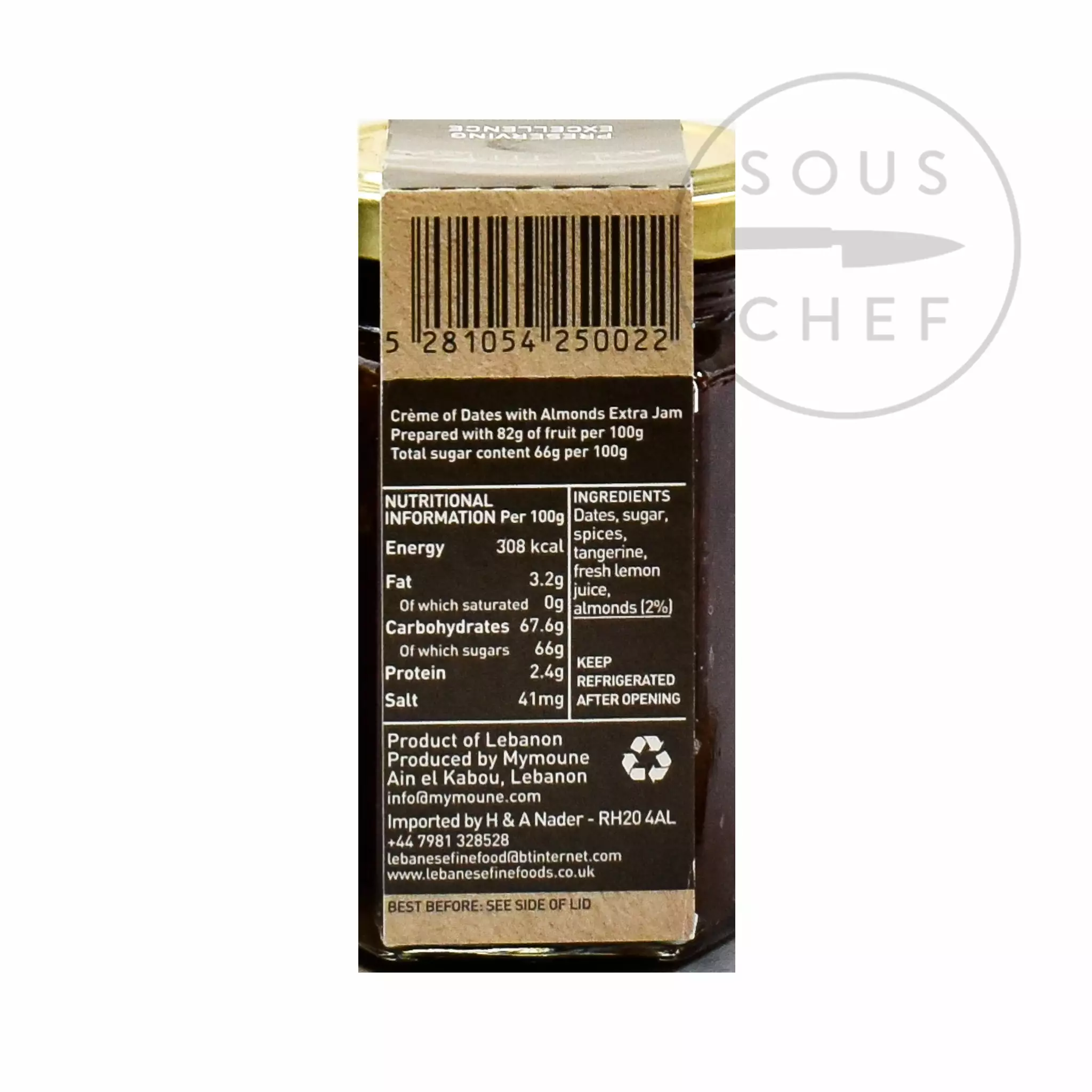 Ingredients Mymoune 'Oasis' Creme Of Dates & Almonds 250g 4 Ingredients Mymoune 'Oasis' Creme Of Dates & Almonds 250g