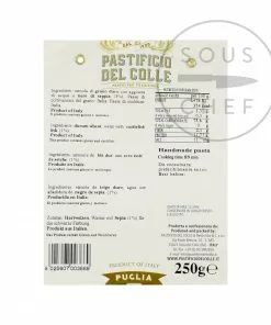 Pastificio Del Colle Squid Ink Striped Farfalle 250g Ingredients