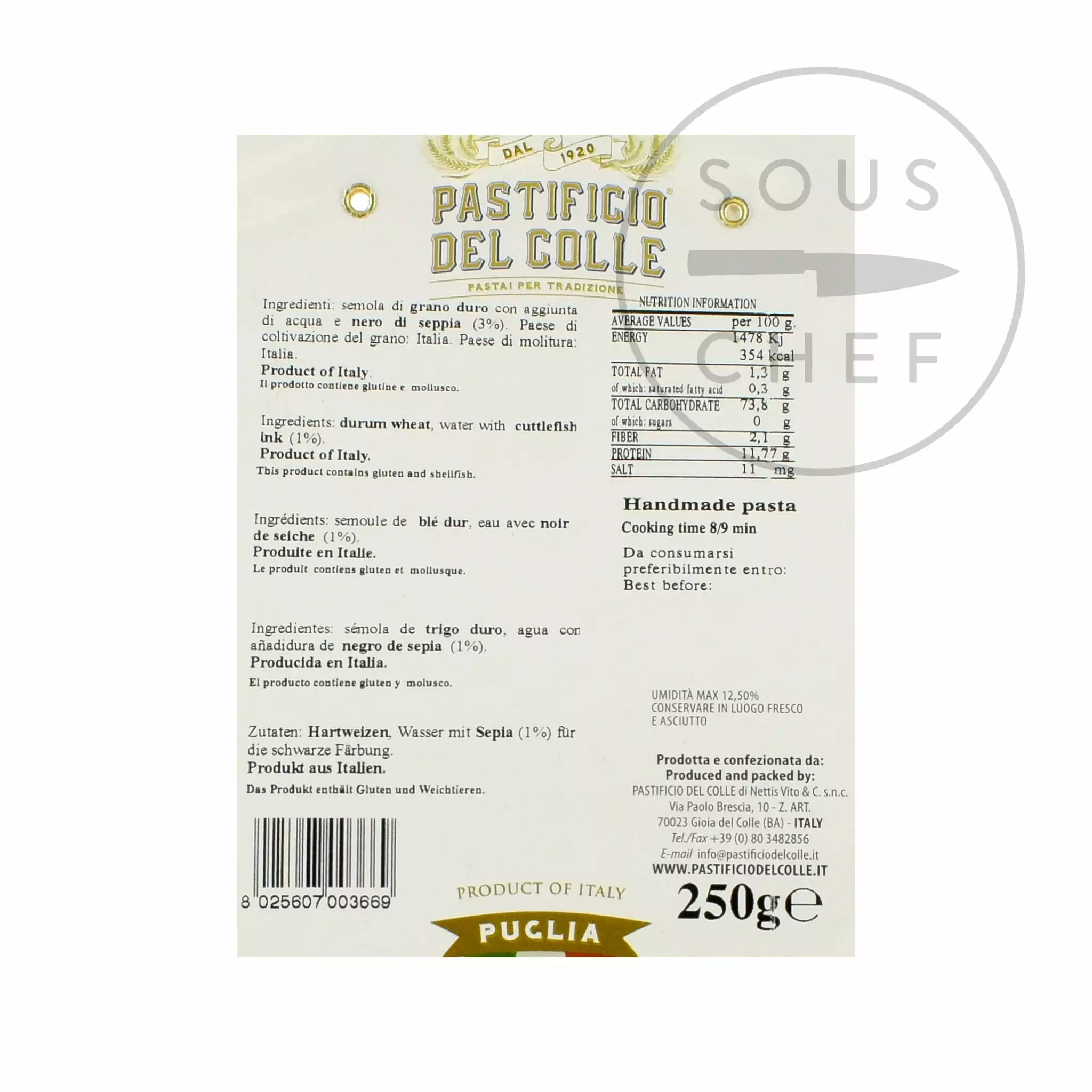 Pastificio Del Colle Squid Ink Striped Farfalle 250g Ingredients 4 Pastificio Del Colle Squid Ink Striped Farfalle 250g Ingredients