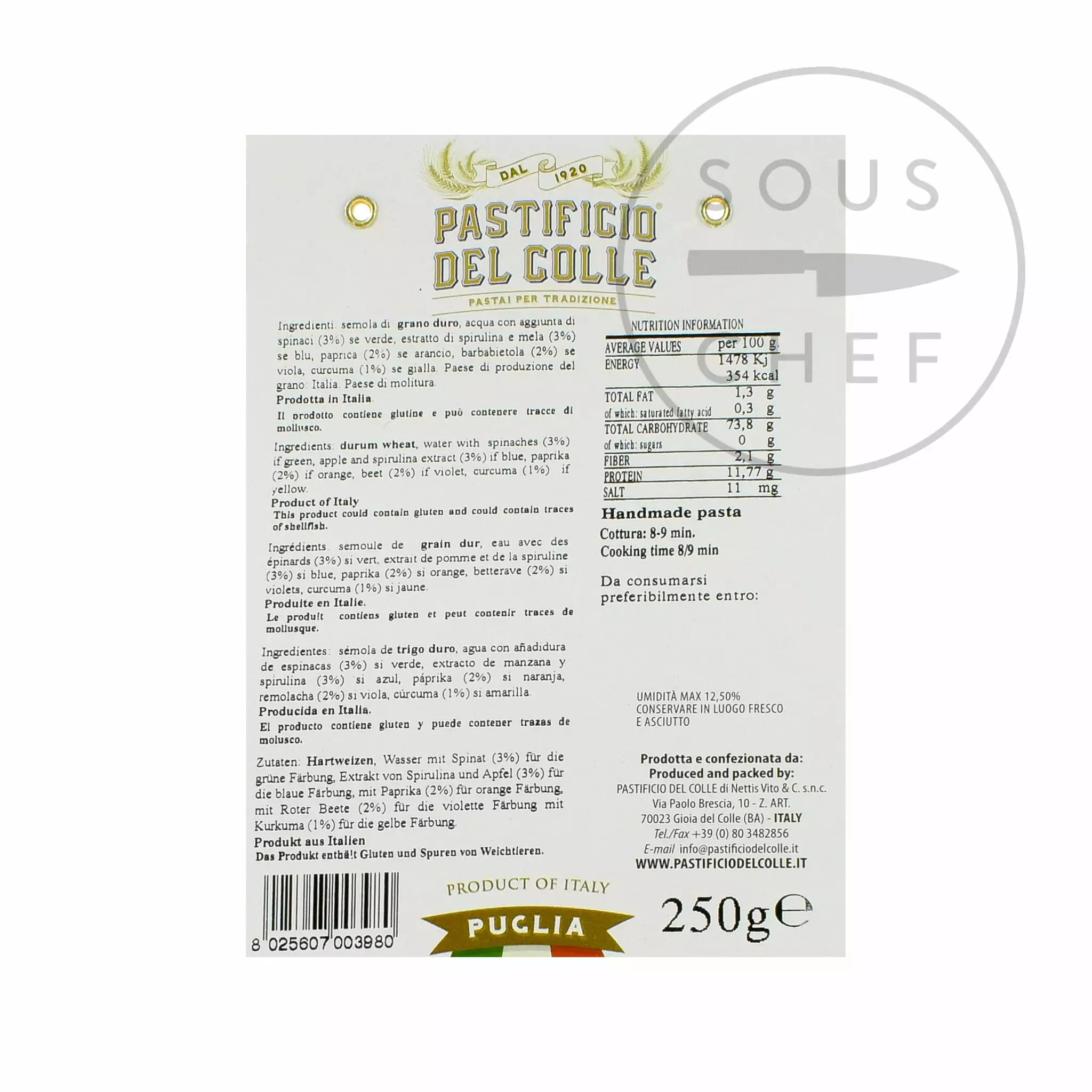 Pastificio Del Colle Rainbow Striped Farfalle 250g 5 Pastificio Del Colle Rainbow Striped Farfalle 250g