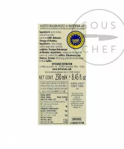 Ingredients Defrutum Balsamic Vinegar IGP 4 Yr Aged - 2 Crowns 250ml