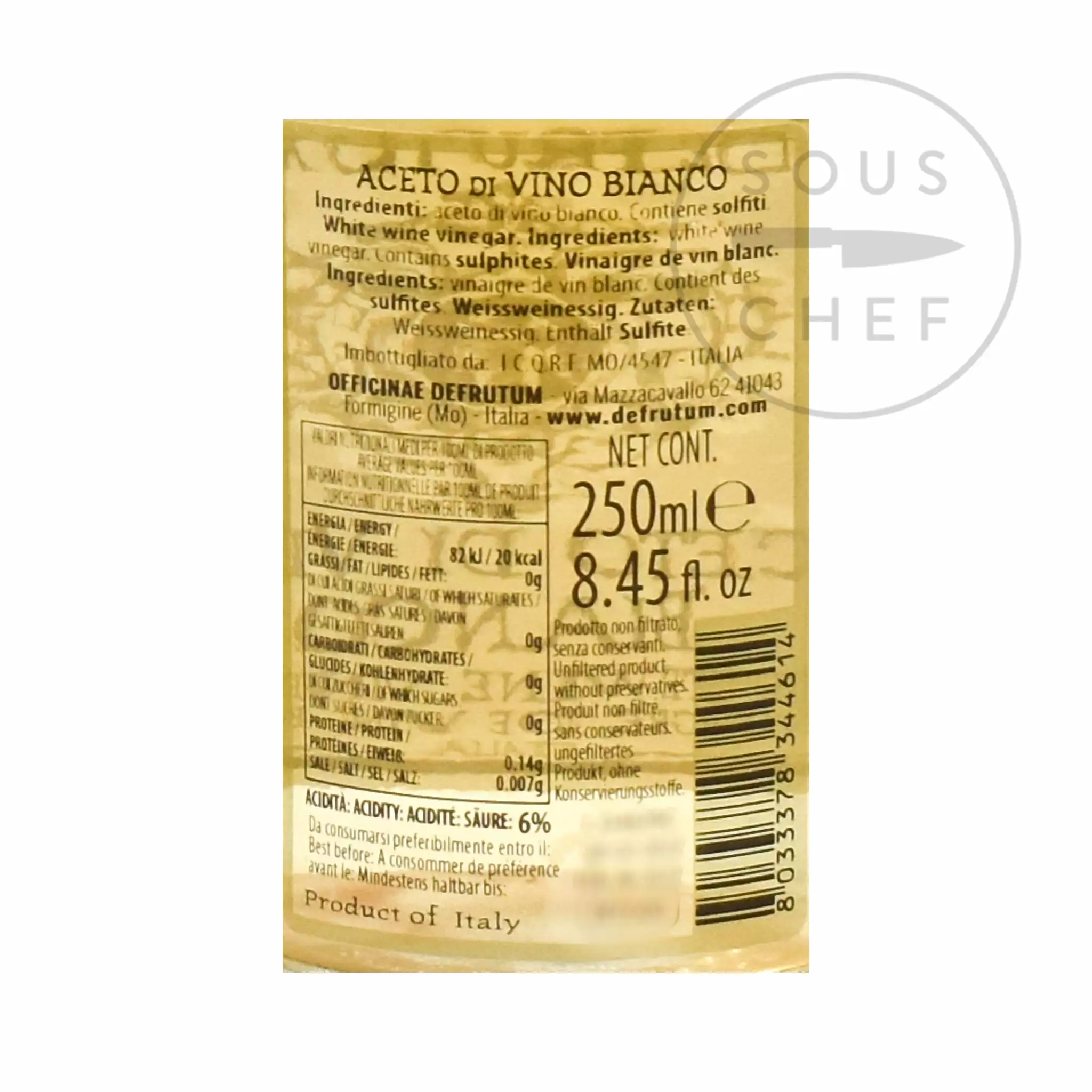 Defrutum Trebbiano White Wine Vinegar 250ml 4 Defrutum Trebbiano White Wine Vinegar 250ml