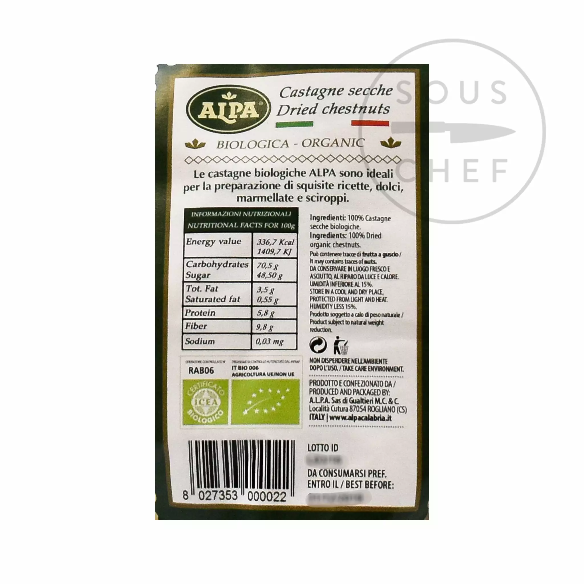 Alpa Ingredients Organic Dried Chestnuts 250g 4 Alpa Ingredients Organic Dried Chestnuts 250g
