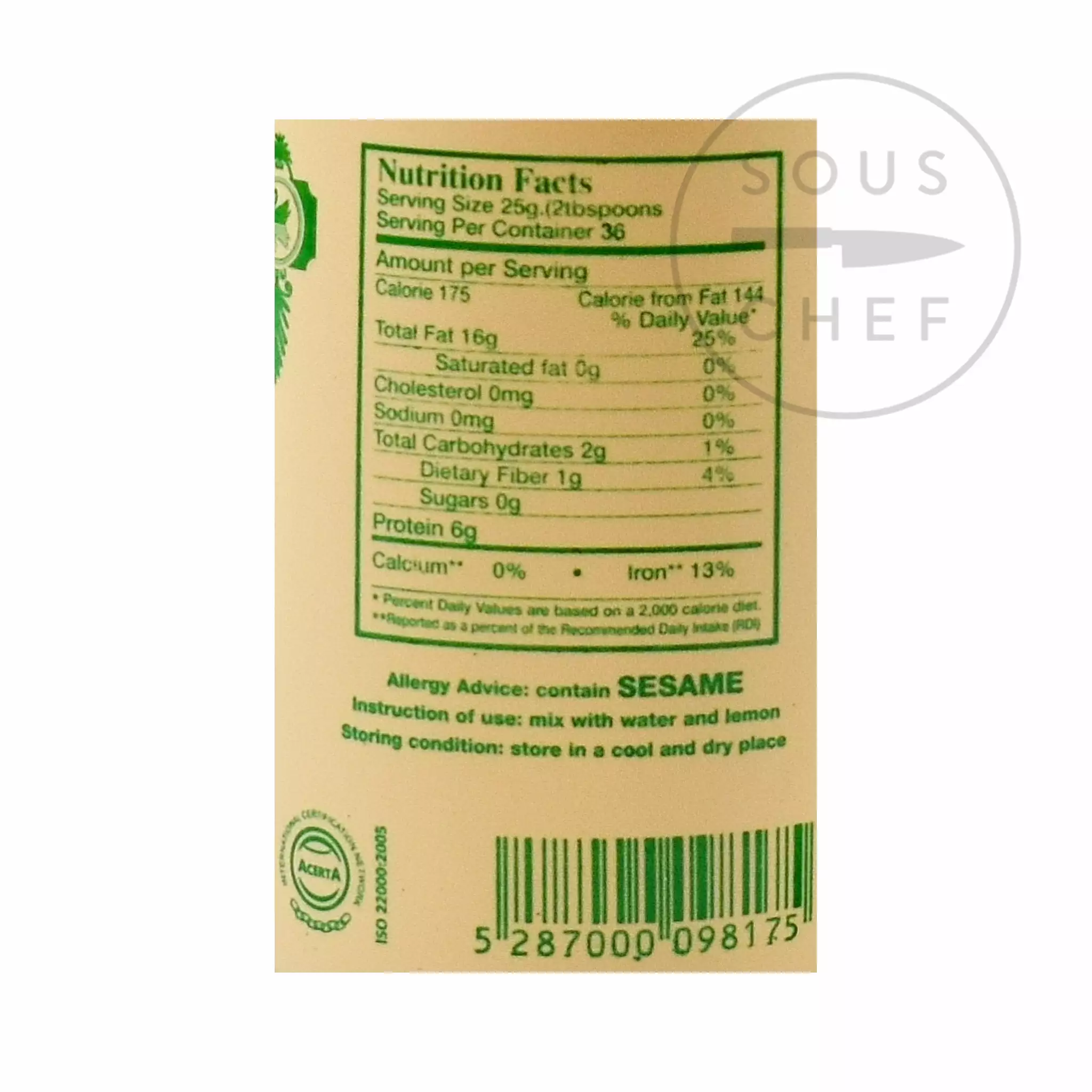 Lebanese SH Yaman Tahini 454g Ingredients 4 Lebanese SH Yaman Tahini 454g Ingredients