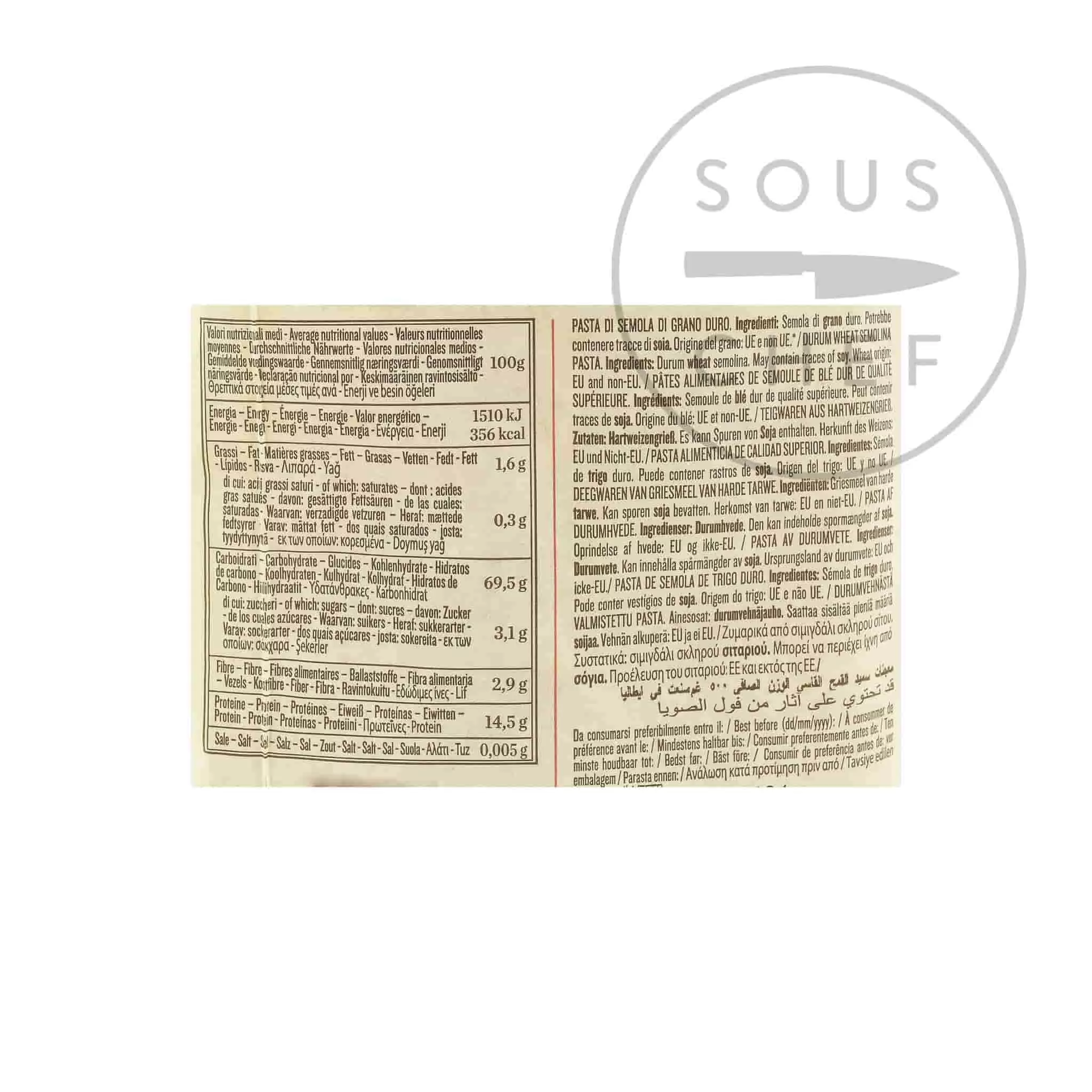 Rummo Conchiglioni Rigati 500g Ingredients 4 Rummo Conchiglioni Rigati 500g Ingredients