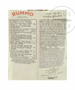 Ingredients Rummo Wholemeal Organic Fusilli 500g