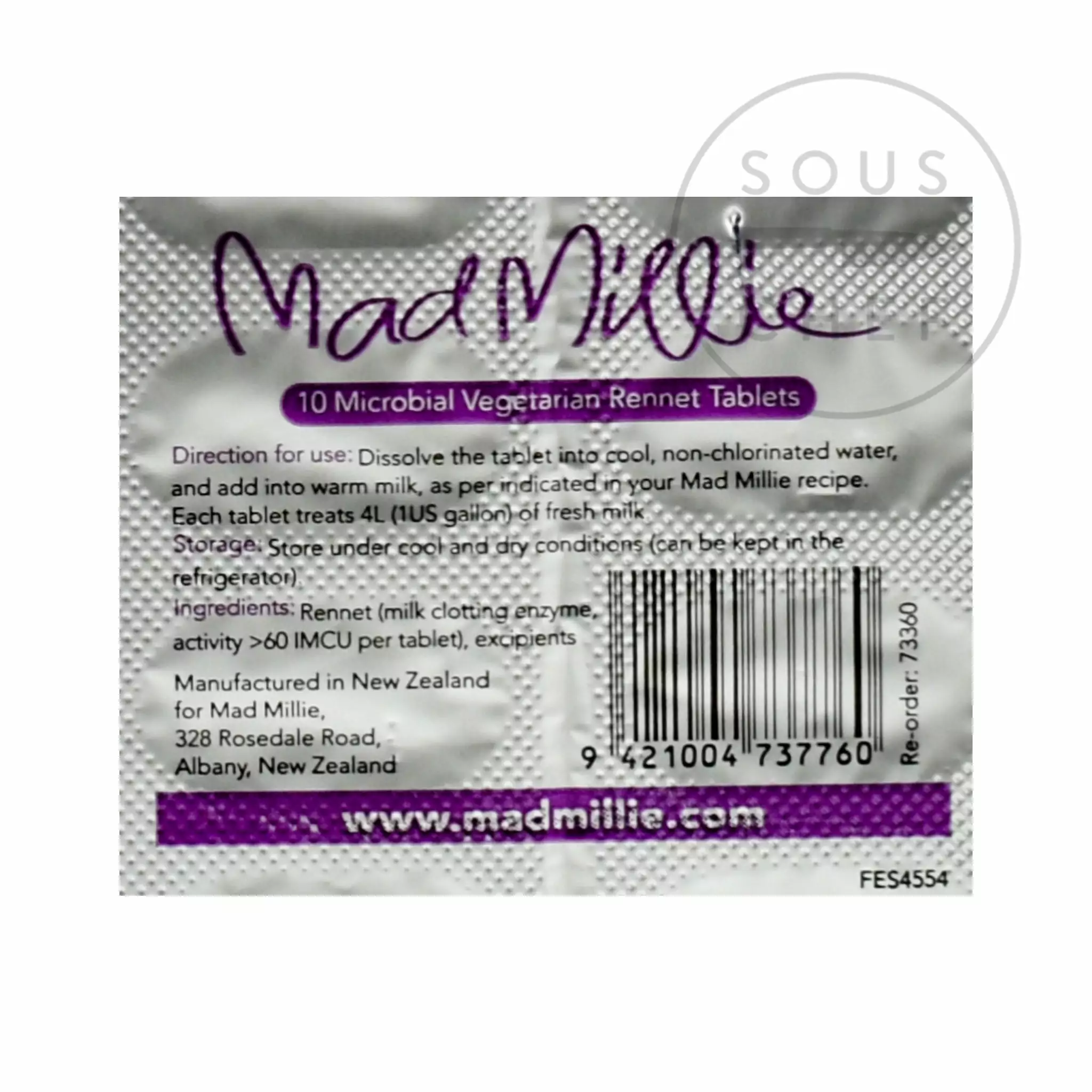 Mad Millie Vegetarian Rennet X 10 Ingredients 4 Mad Millie Vegetarian Rennet X 10 Ingredients