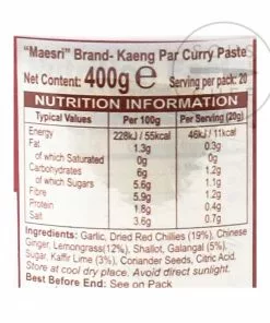 Ingredients Mae Sri Thai Jungle Curry Paste - Kaeng Par 400g 7 Ingredients Mae Sri Thai Jungle Curry Paste - Kaeng Par 400g