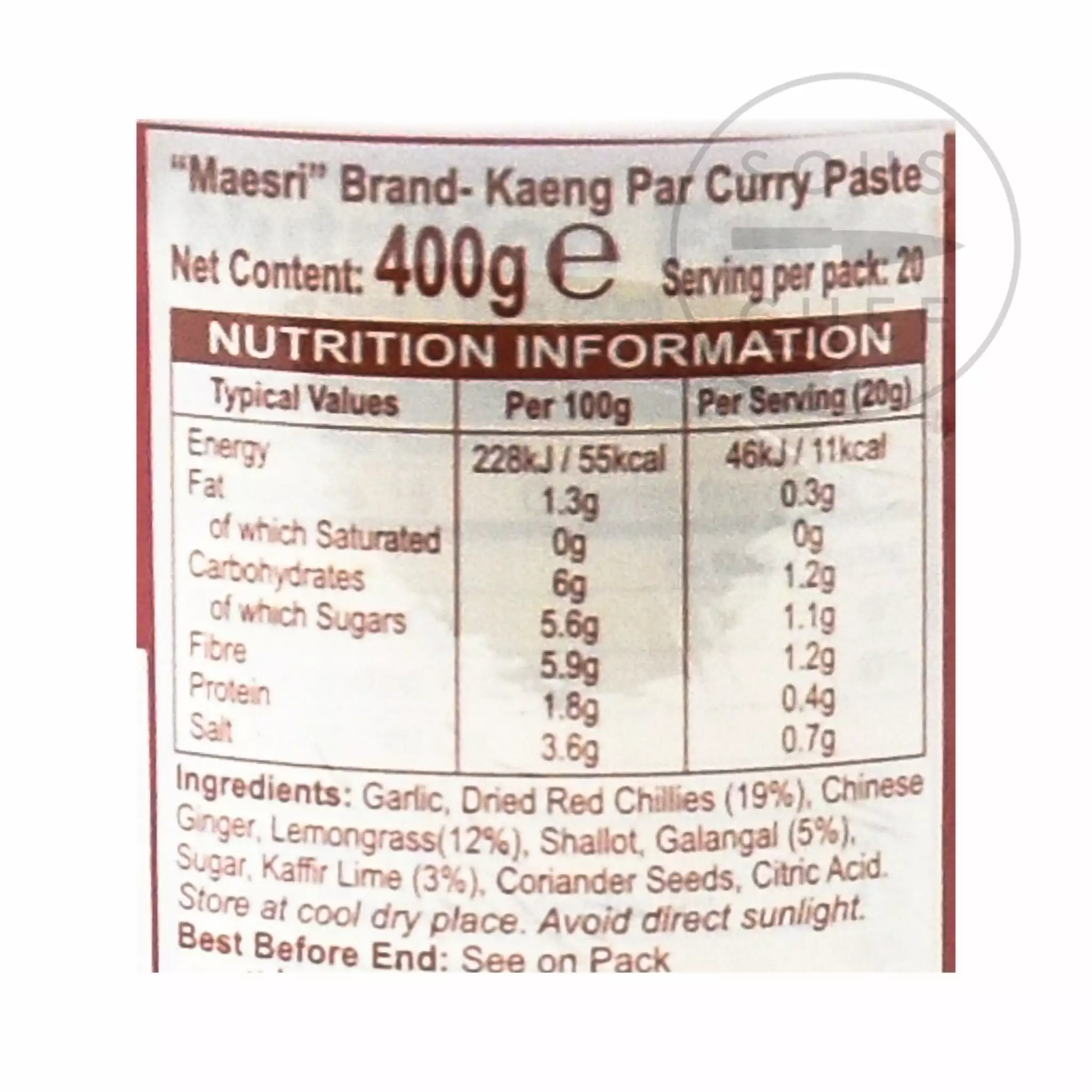 Ingredients Mae Sri Thai Jungle Curry Paste - Kaeng Par 400g 5 Ingredients Mae Sri Thai Jungle Curry Paste - Kaeng Par 400g