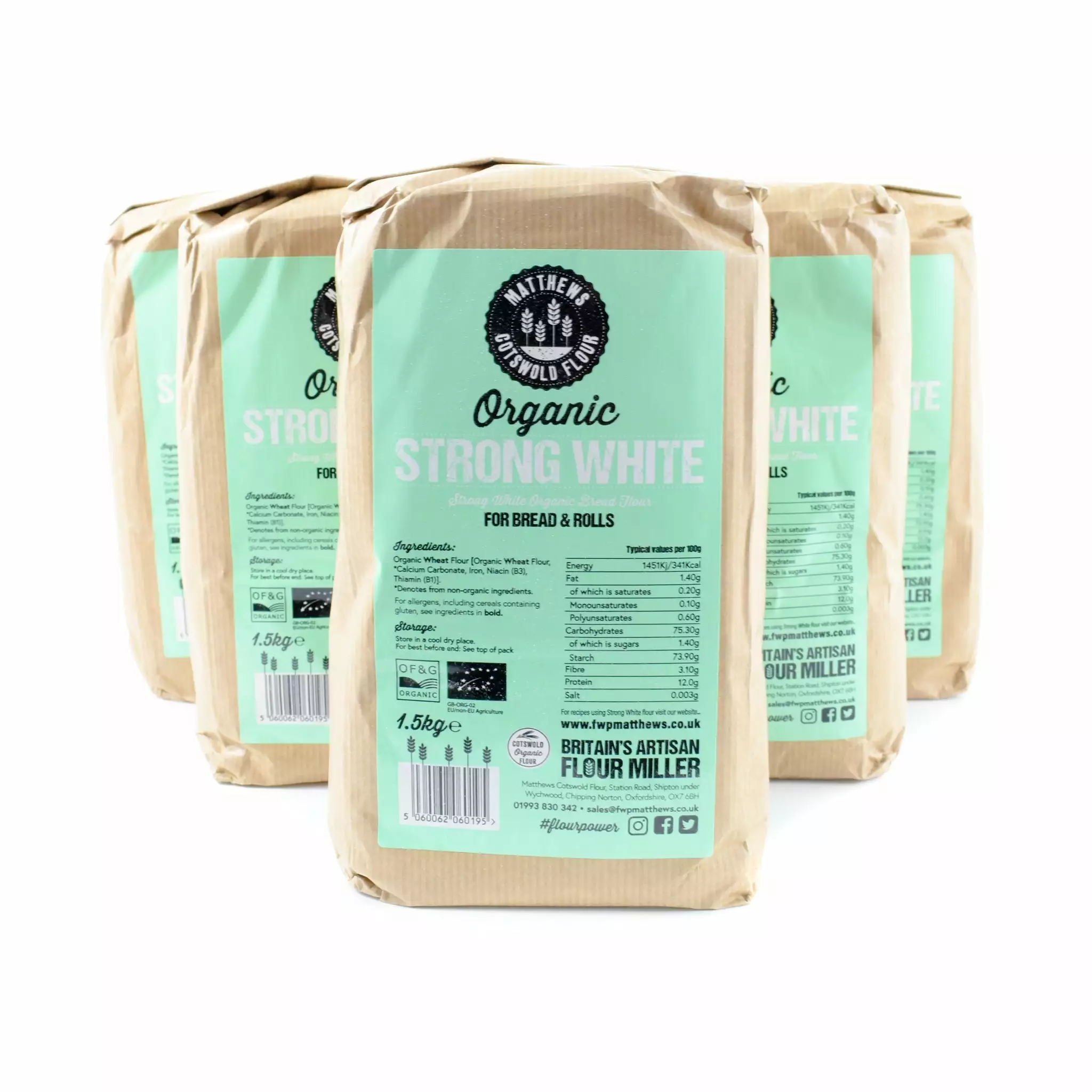Matthews Cotswold Flour Matthews Cotswold Organic Strong White Flour 5x1.5kg Ingredients 3 Matthews Cotswold Flour Matthews Cotswold Organic Strong White Flour 5x1.5kg Ingredients