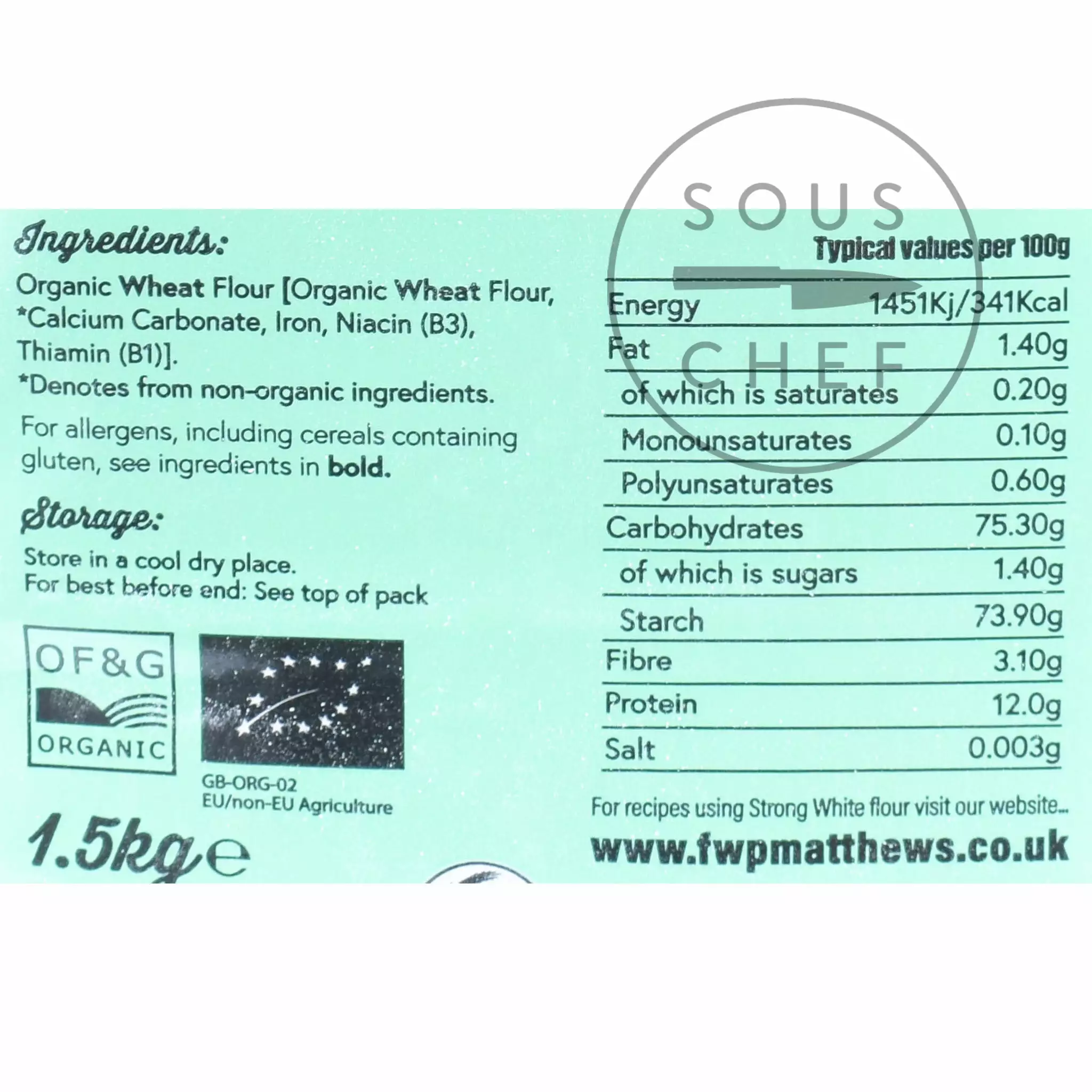 Matthews Cotswold Flour Matthews Cotswold Organic Strong White Flour 5x1.5kg Ingredients 4 Matthews Cotswold Flour Matthews Cotswold Organic Strong White Flour 5x1.5kg Ingredients