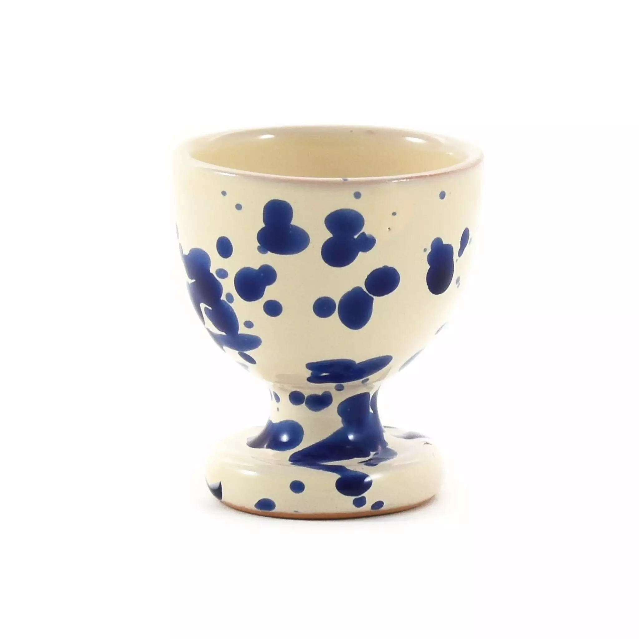 Puglia Handmade Tableware Puglia Blue Splatter Egg Cup 3 Puglia Handmade Tableware Puglia Blue Splatter Egg Cup