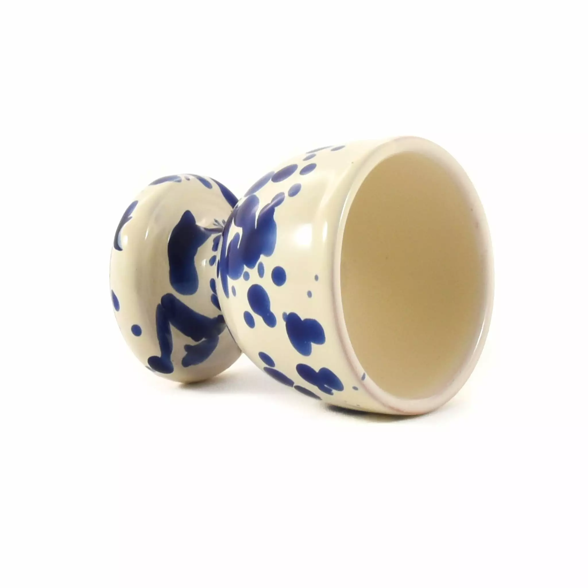 Puglia Handmade Tableware Puglia Blue Splatter Egg Cup 4 Puglia Handmade Tableware Puglia Blue Splatter Egg Cup