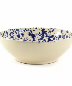 Puglia Handmade Puglia Blue Splatter Large Salad Bowl 28cm Tableware