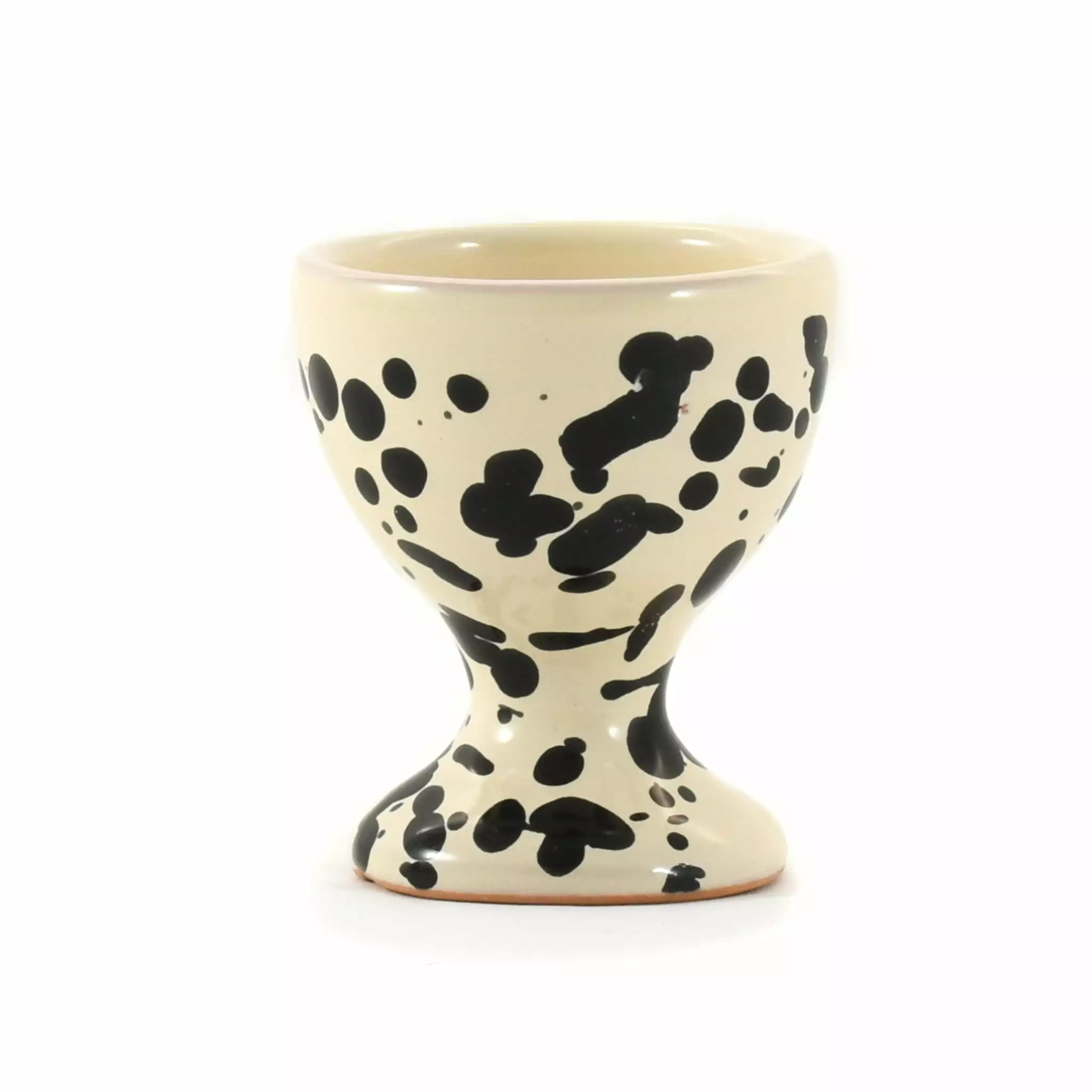 Puglia Handmade Puglia Black Splatter Egg Cup 3 Puglia Handmade Puglia Black Splatter Egg Cup