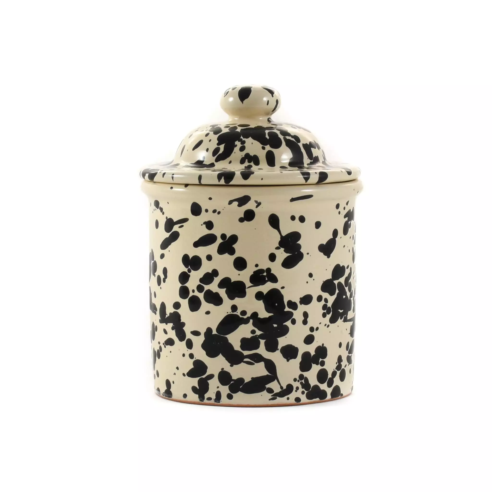 Puglia Handmade Puglia Black Splatter Ceramic Storage Jar 15cm 3 Puglia Handmade Puglia Black Splatter Ceramic Storage Jar 15cm