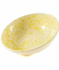 Puglia Handmade Puglia Yellow Splatter Large Salad Bowl 28cm Tableware