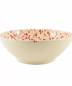 Puglia Handmade Tableware Puglia Red Splatter Large Salad Bowl 28cm
