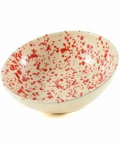 Puglia Handmade Tableware Puglia Red Splatter Large Salad Bowl 28cm
