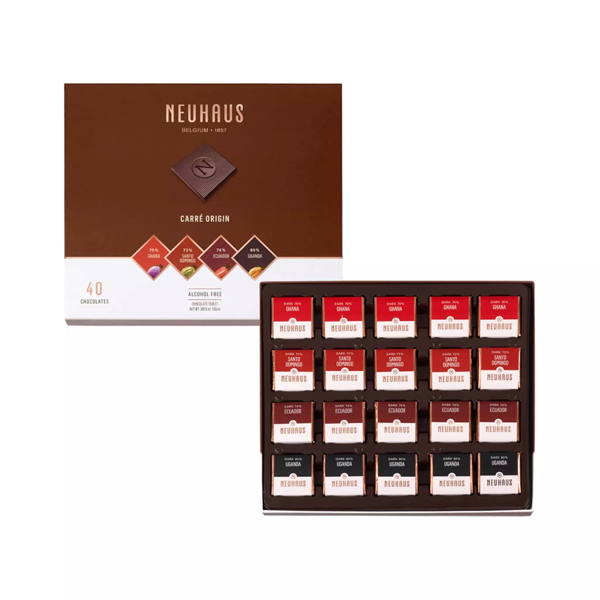 Ingredients Neuhaus "Carré Origin" Dark Chocolate (Vegan) 200g 4 Ingredients Neuhaus "Carré Origin" Dark Chocolate (Vegan) 200g