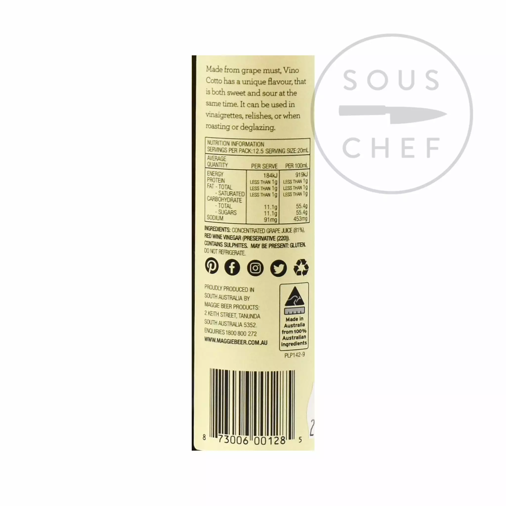 Ingredients Maggie Beer's Vino Cotto 250ml 4 Ingredients Maggie Beer's Vino Cotto 250ml