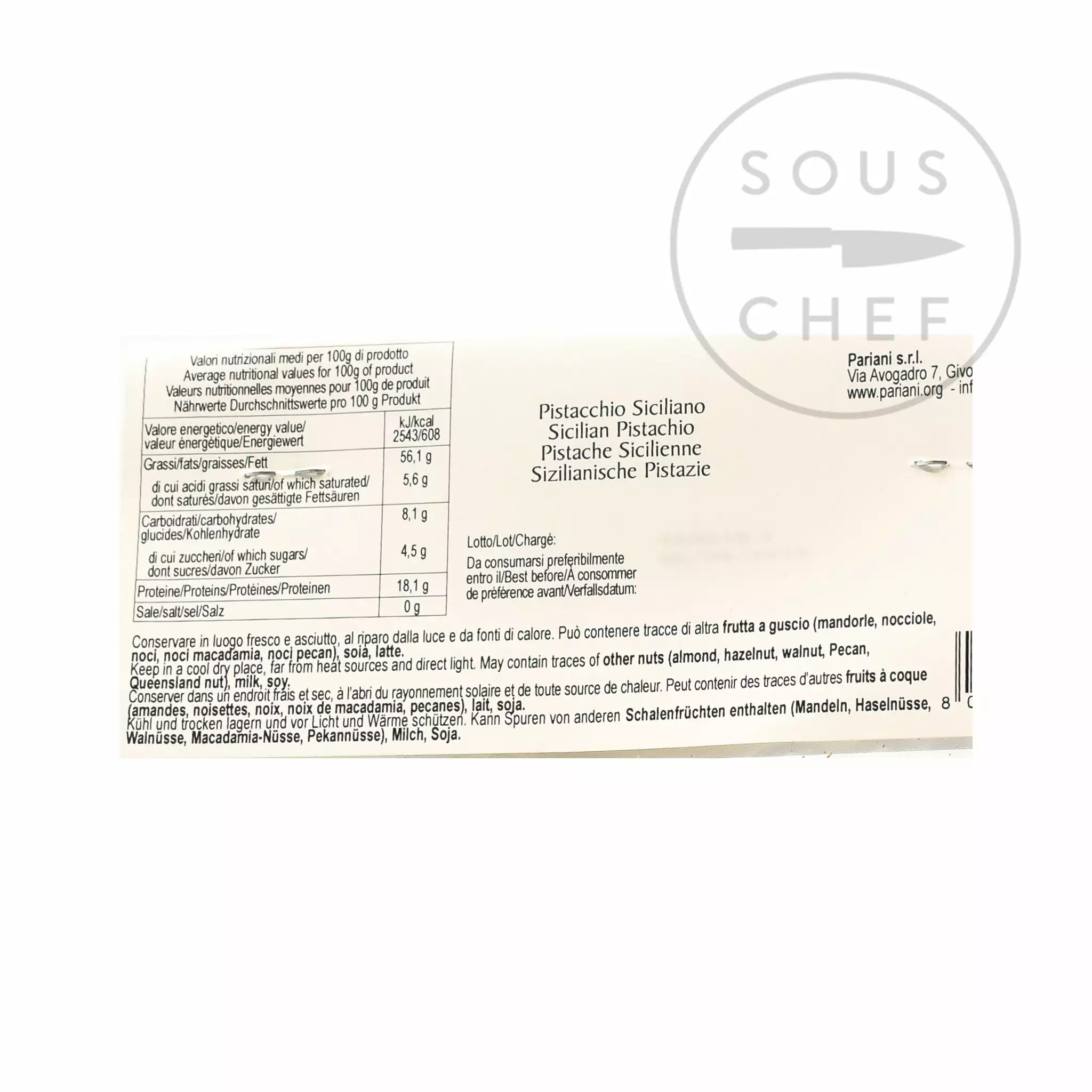 Ingredients Pariani Whole Sicilian Pistachio 100g 4 Ingredients Pariani Whole Sicilian Pistachio 100g