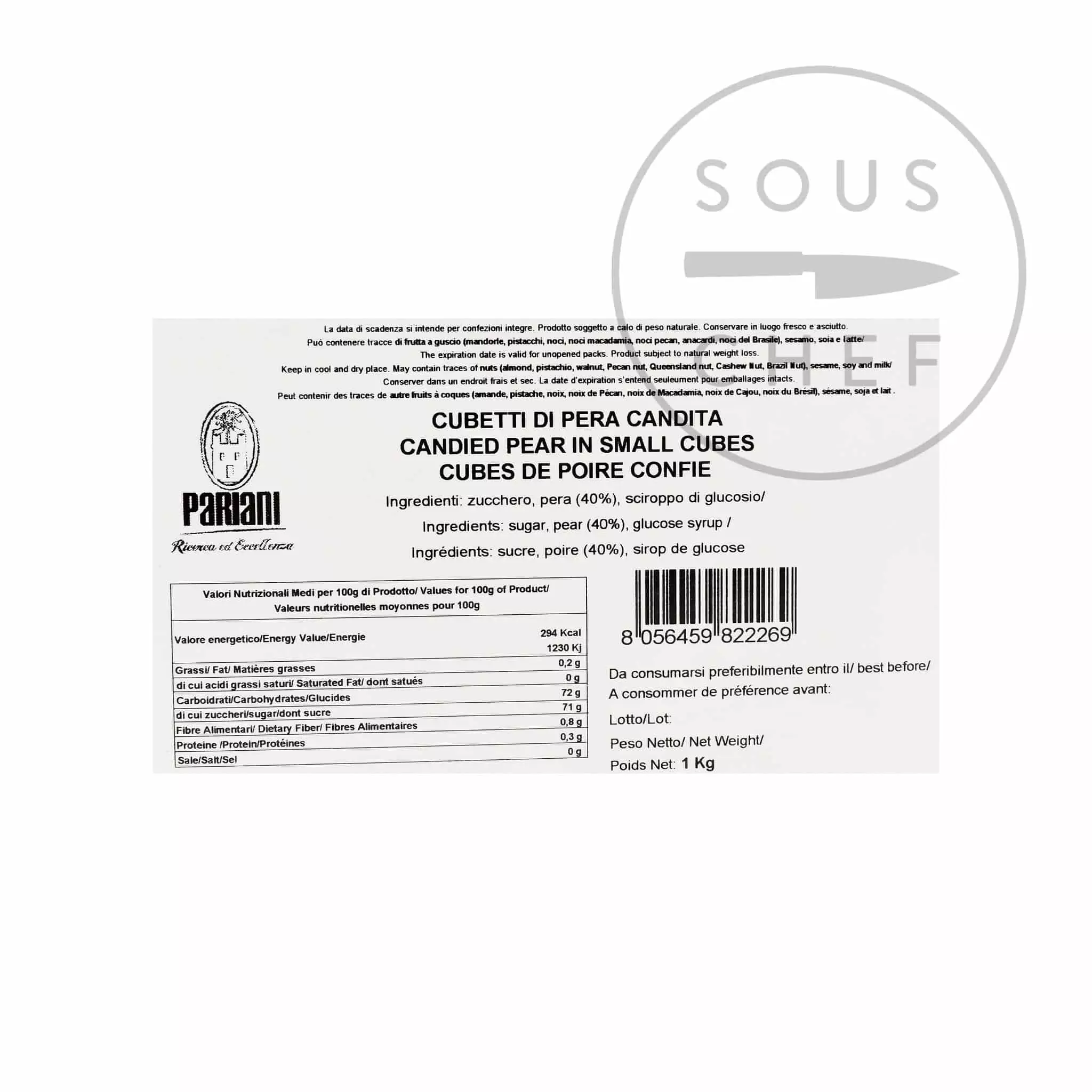 Pariani Candied Pear In Small Cubes 1kg Ingredients 5 Pariani Candied Pear In Small Cubes 1kg Ingredients