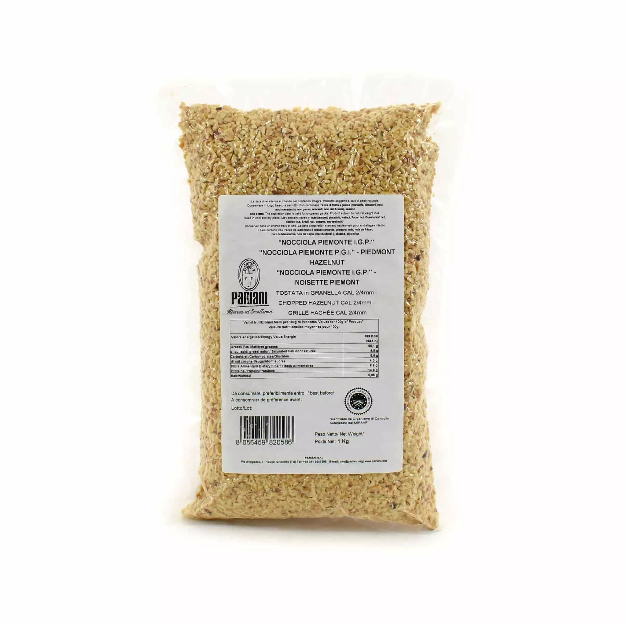 Ingredients Pariani Chopped Roasted "Nocciola Piemonte PGI" Hazelnut 1kg 3 Ingredients Pariani Chopped Roasted "Nocciola Piemonte PGI" Hazelnut 1kg