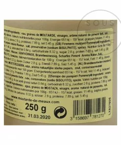 Pommery Firemen's Mustard 250g Ingredients 7 Pommery Firemen's Mustard 250g Ingredients