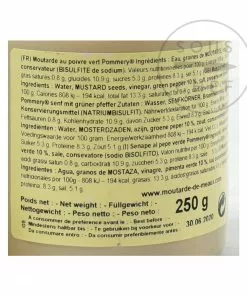 Ingredients Pommery Green Peppercorn Mustard 250g 9 Ingredients Pommery Green Peppercorn Mustard 250g