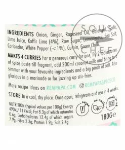 Ingredients Rempapa Penang Kaffir Lime & White Pepper Spice Paste 180g 9 Ingredients Rempapa Penang Kaffir Lime & White Pepper Spice Paste 180g