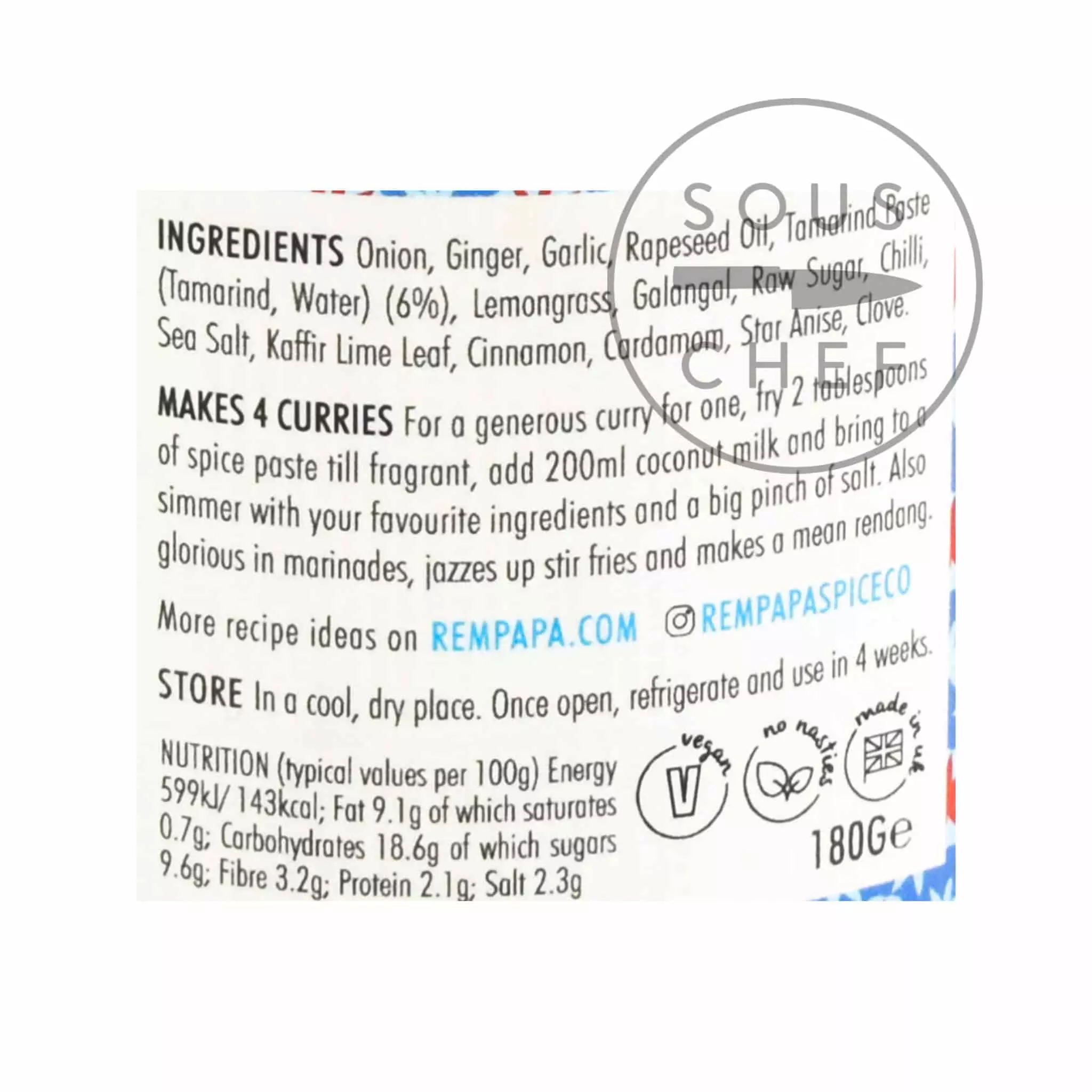 Ingredients Rempapa Balinese Spiced Tamarind Curry Paste 180g 6 Ingredients Rempapa Balinese Spiced Tamarind Curry Paste 180g