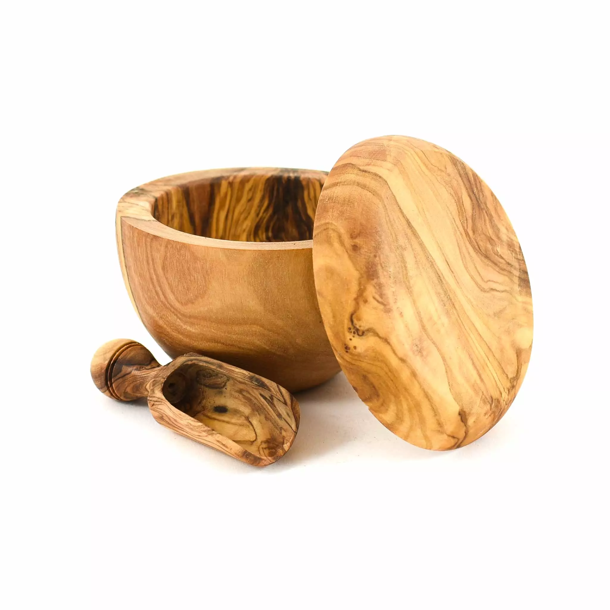 Naturally Med Olive Wood Salt Pot And Scoop Set Tableware 3 Naturally Med Olive Wood Salt Pot And Scoop Set Tableware