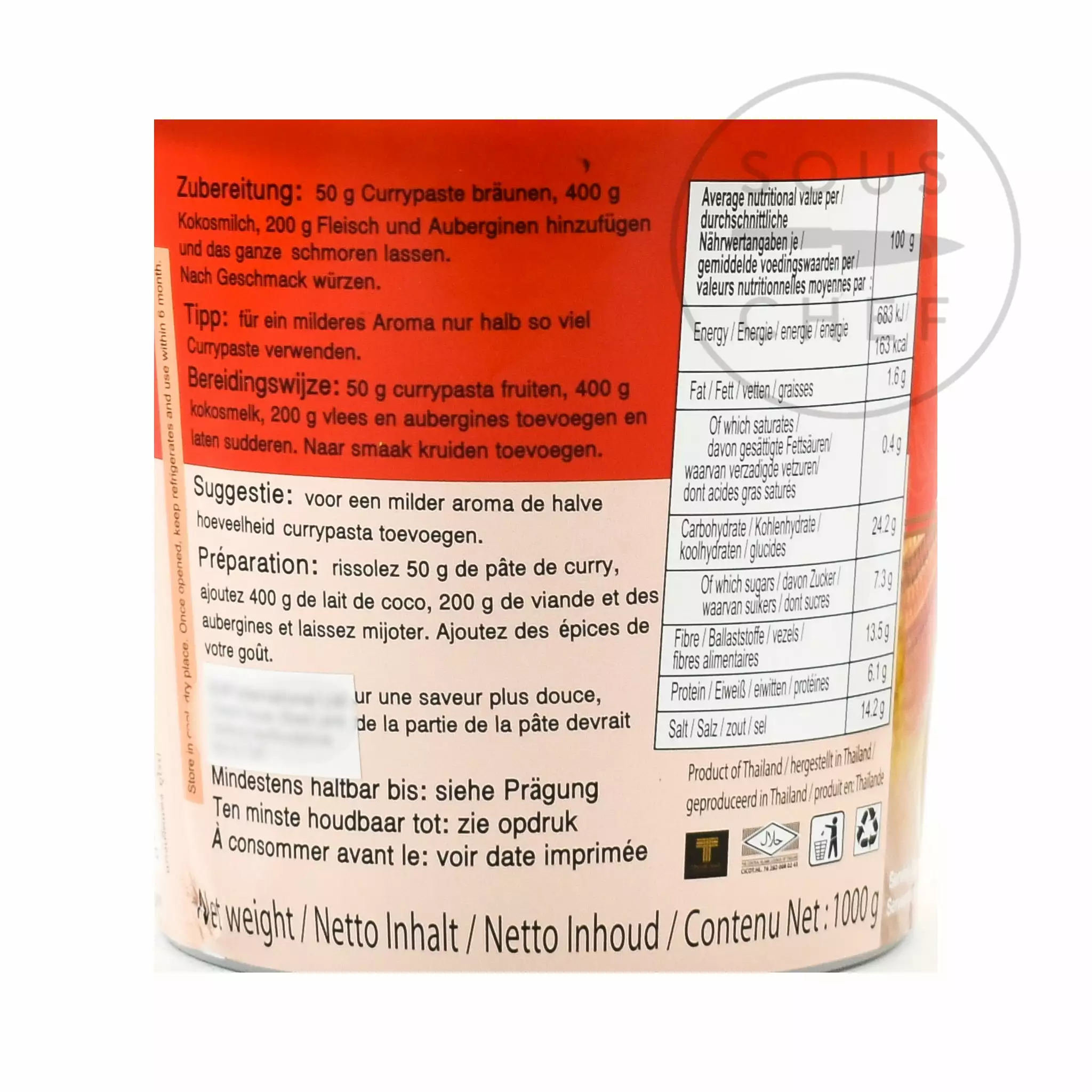 Mae Ploy Red Curry Paste 1kg Ingredients 4 Mae Ploy Red Curry Paste 1kg Ingredients