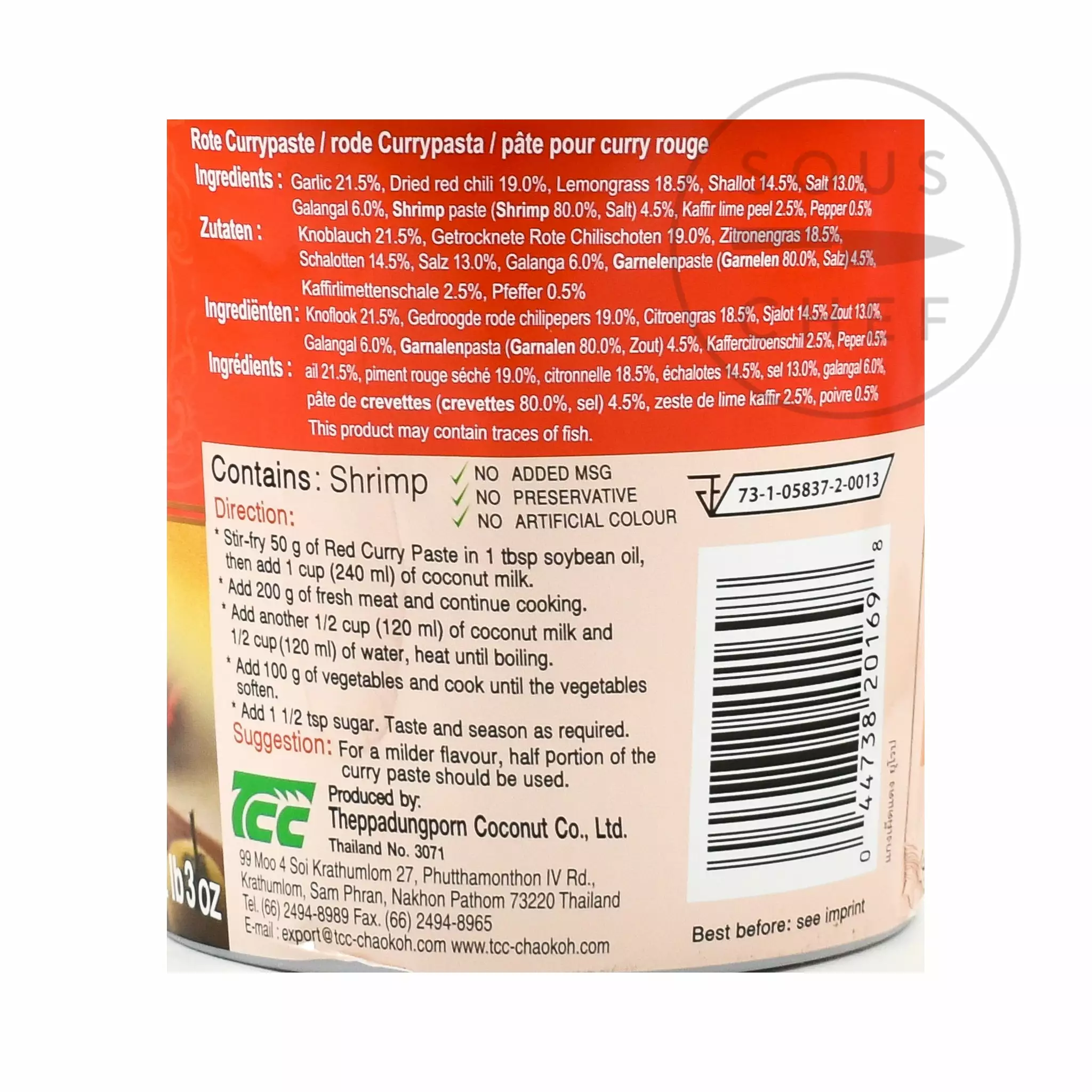 Mae Ploy Red Curry Paste 1kg Ingredients 5 Mae Ploy Red Curry Paste 1kg Ingredients