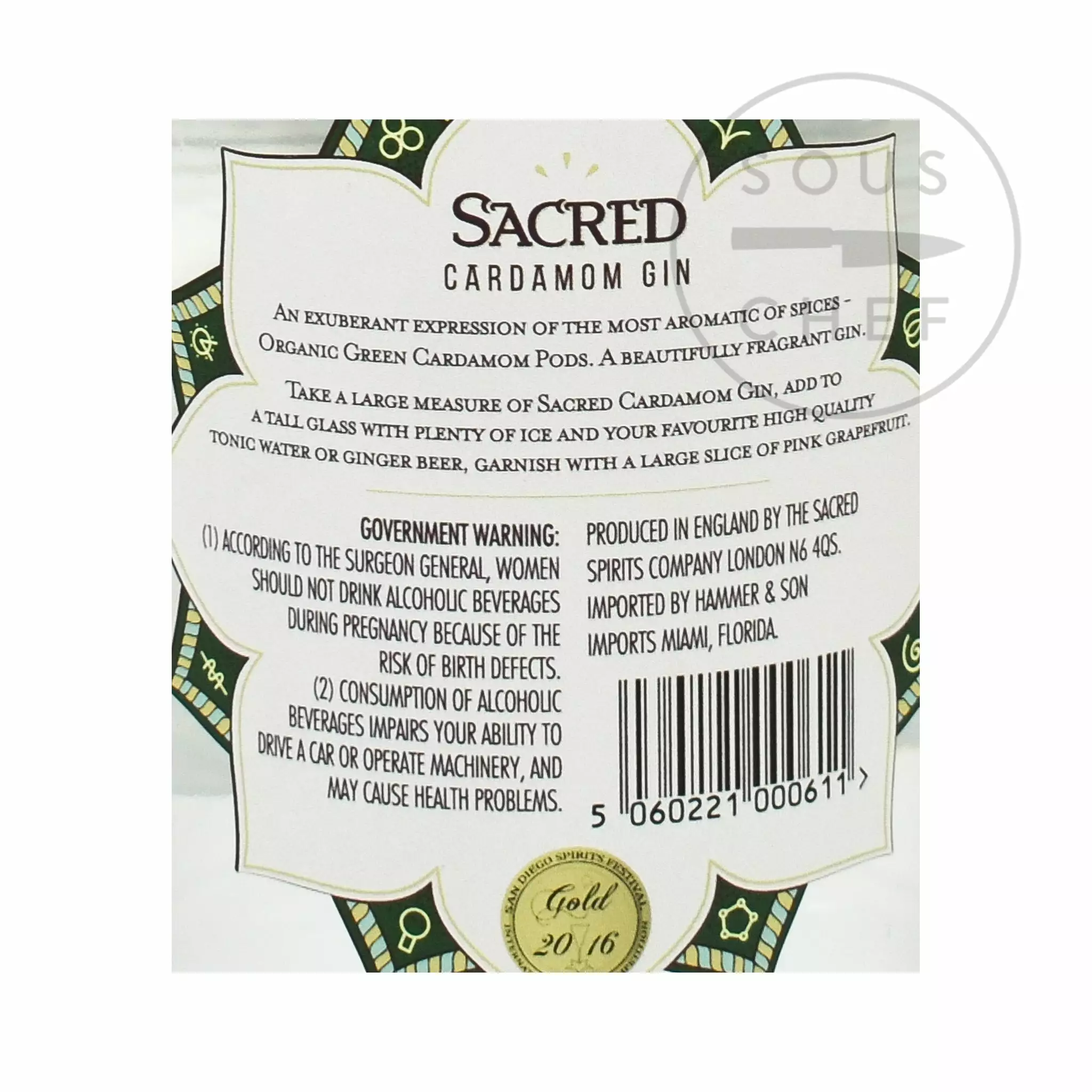 Sacred Spirits Cocktail Making & Barware Sacred Cardamom Gin 70cl 6 Sacred Spirits Cocktail Making & Barware Sacred Cardamom Gin 70cl