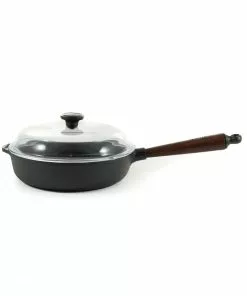 Cookware Skeppshult Traditional Cast Iron Deep Saute Pan With Lid 25cm