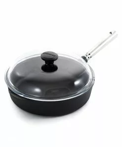 Skeppshult Professional Cast Iron & Stainless Steel Saute Pan With Glass Lid 25cm