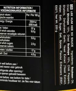 Lee Kum Kee XO Sauce 220g Ingredients