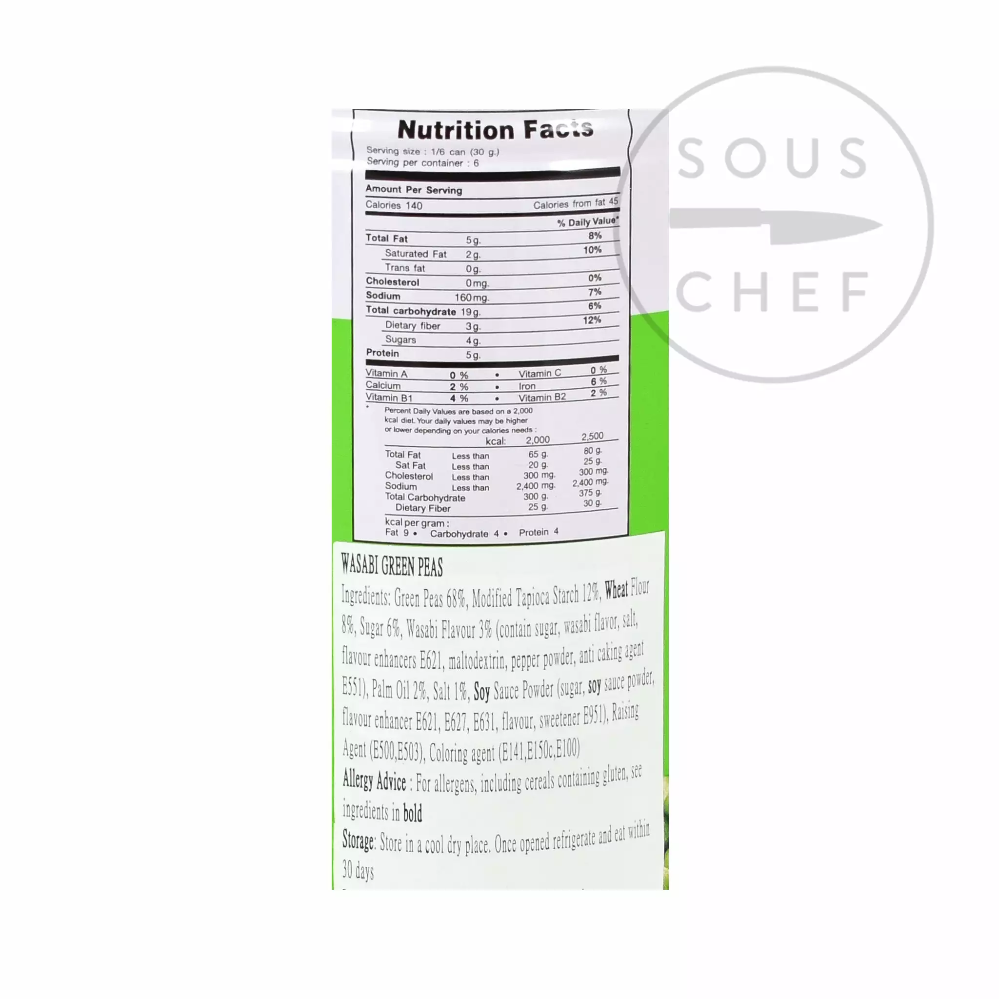 Koh Kae Ingredients Wasabi Green Peas 180g 4 Koh Kae Ingredients Wasabi Green Peas 180g