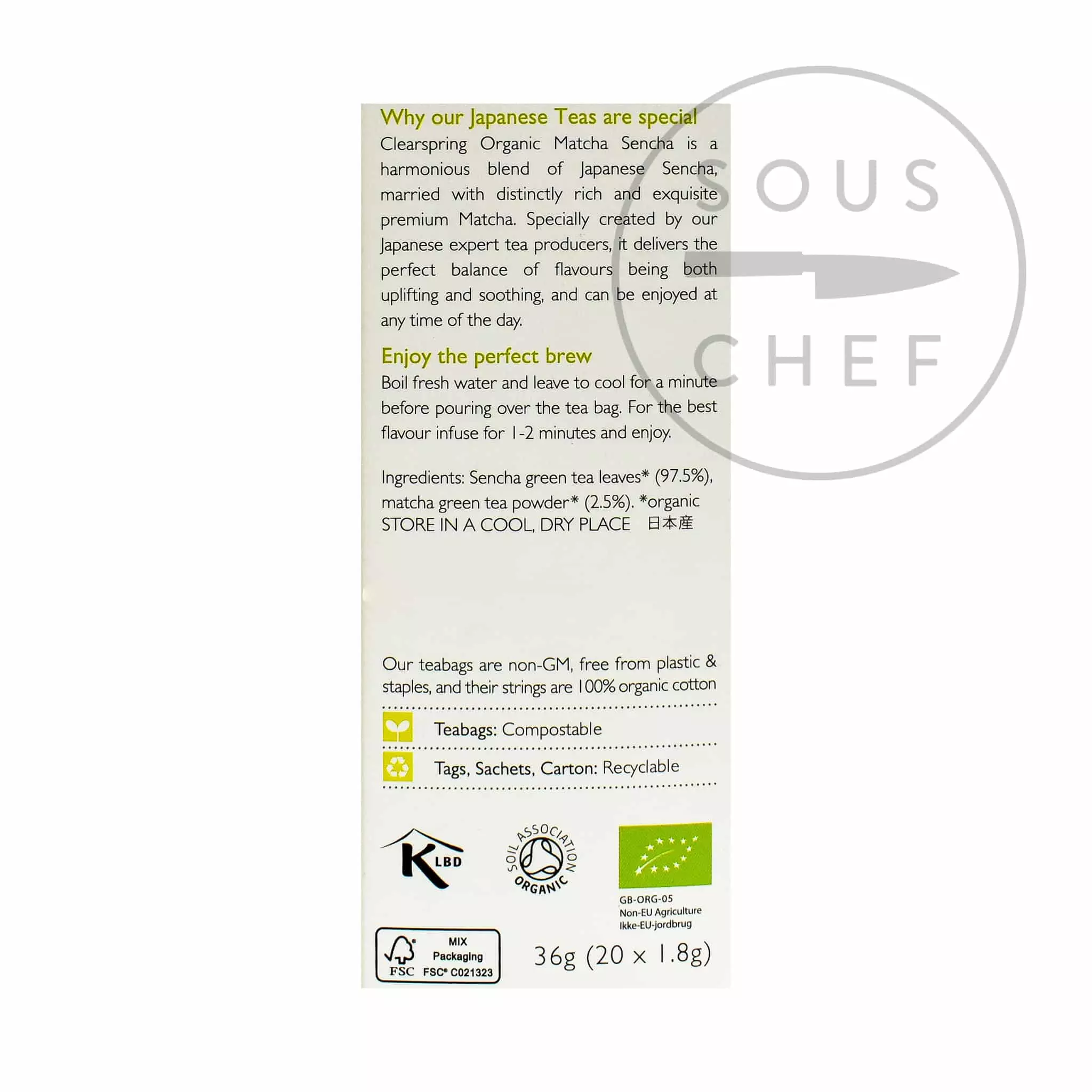 Clearspring Matcha Sencha Green Tea - 20 Bags 4 Clearspring Matcha Sencha Green Tea - 20 Bags