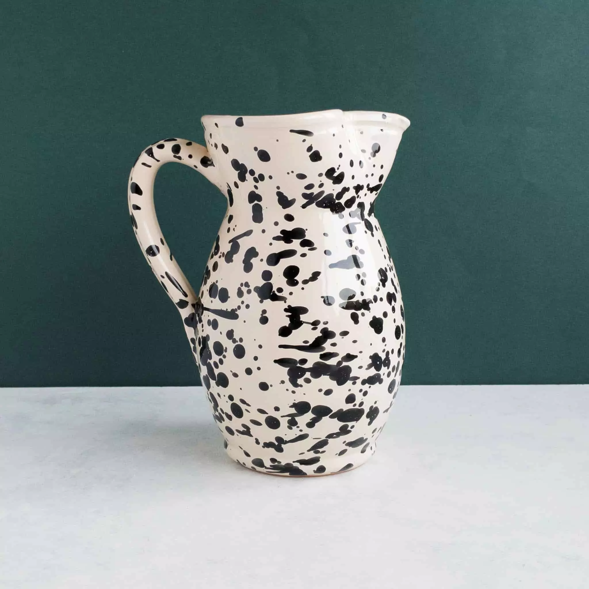 Puglia Handmade Puglia Black Splatter Ceramic Pitcher Tableware 5 Puglia Handmade Puglia Black Splatter Ceramic Pitcher Tableware