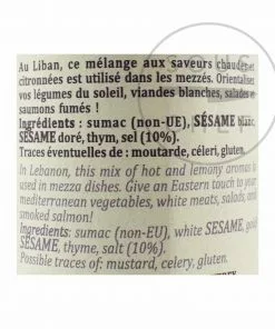 Ingredients Terre Exotique Zaatar Seasoning 70g