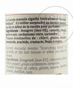 Ingredients Terre Exotique Garam Masala 60g