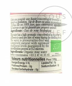 Ingredients Terre Exotique Organic Rose Water 100ml