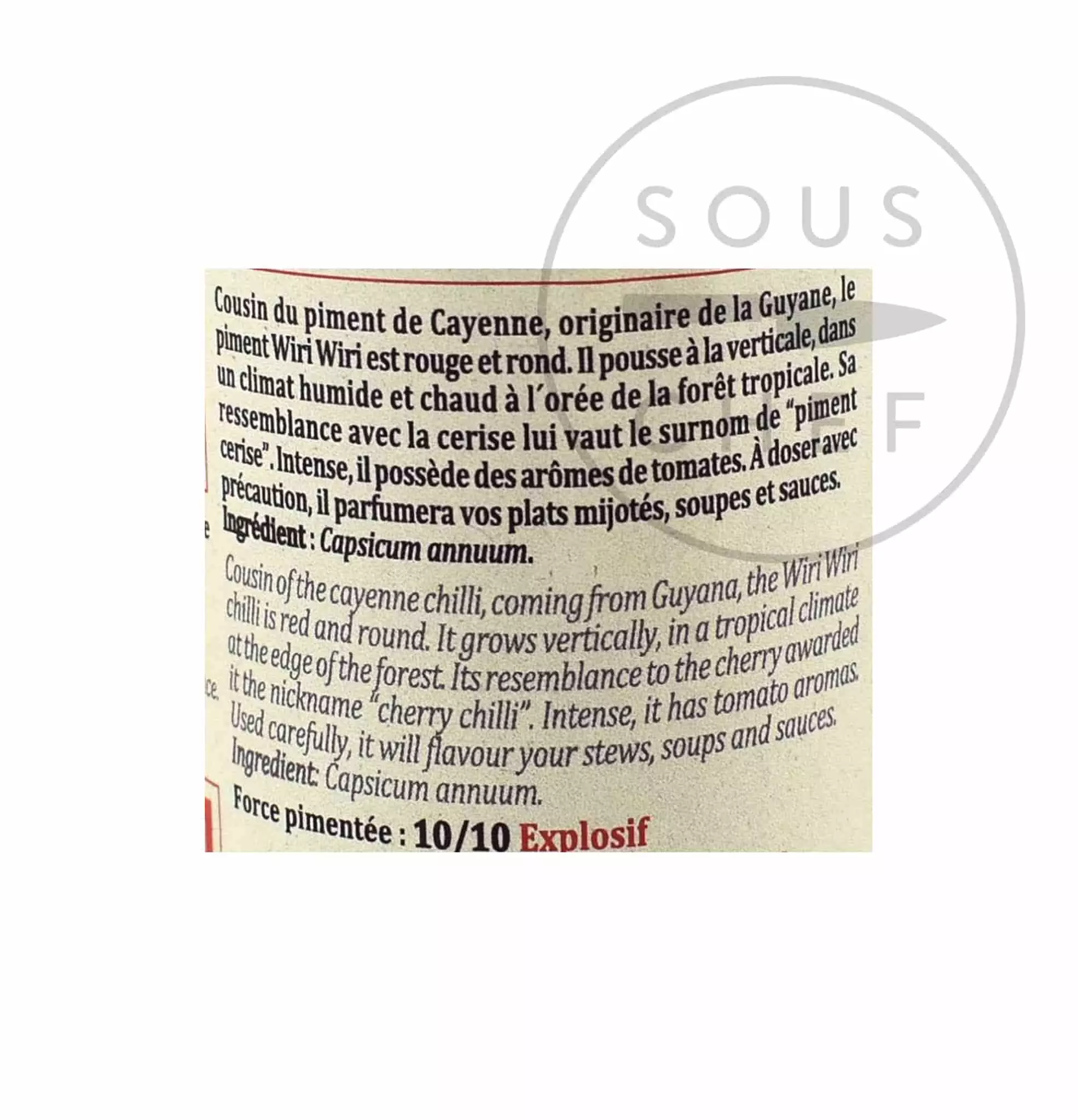 Ingredients Terre Exotique Wiri Wiri Chilli Pepper 20g 6 Ingredients Terre Exotique Wiri Wiri Chilli Pepper 20g