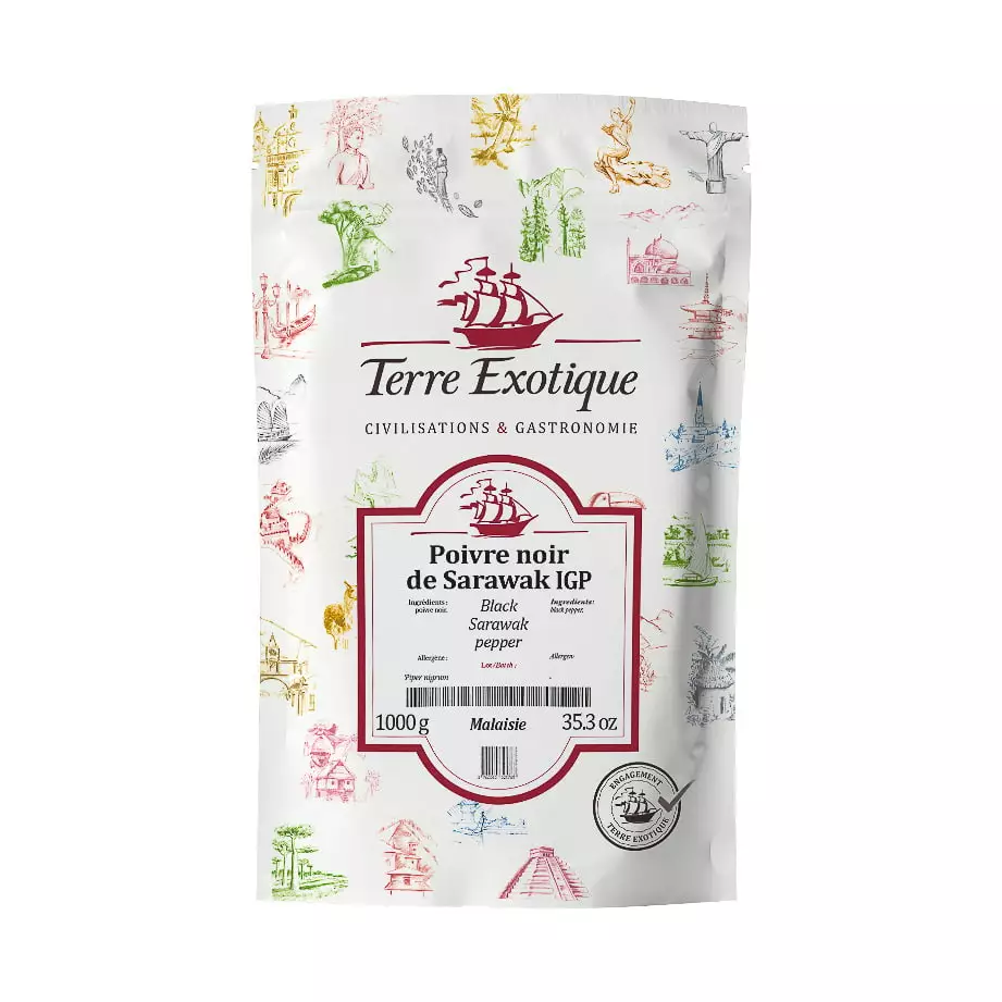 Ingredients Terre Exotique Black Sarawak Pepper IGP 1kg 3 Ingredients Terre Exotique Black Sarawak Pepper IGP 1kg