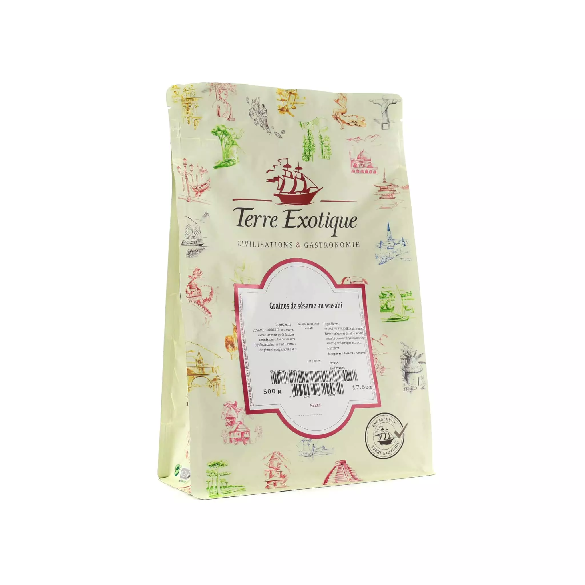 Ingredients Terre Exotique Sesame Seeds With Wasabi 500g 3 Ingredients Terre Exotique Sesame Seeds With Wasabi 500g