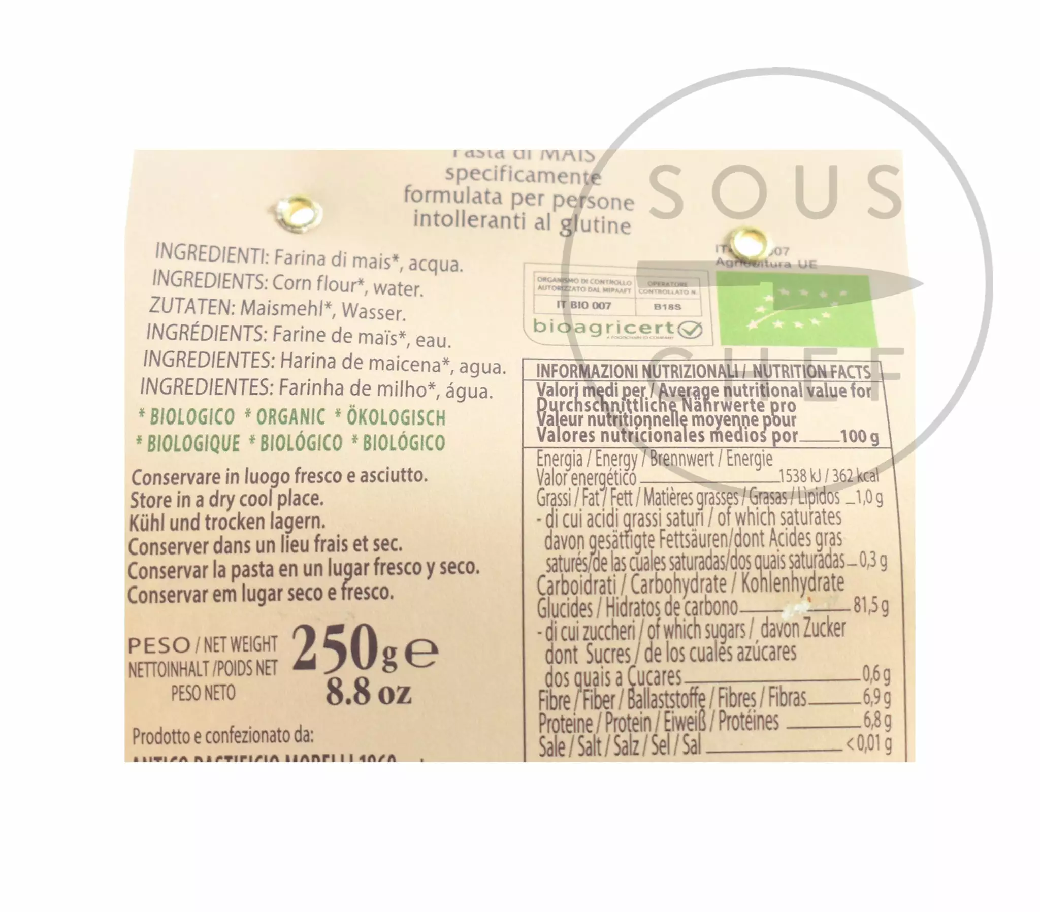 Ingredients Morelli Organic Gluten Free Linguine 250g 4 Ingredients Morelli Organic Gluten Free Linguine 250g